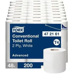Tork, Toilettenpapier, Toilettenpapier T4 Weiss 2-lagig 48 Rollen mit 200 Blatt (48 Stk.)