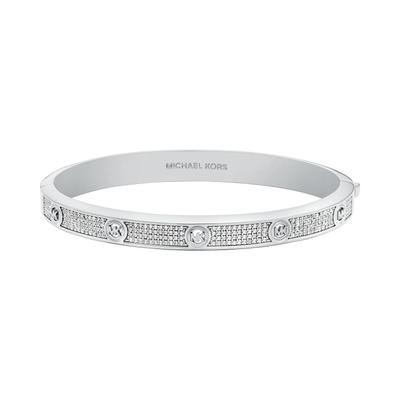 Armreif MICHAEL KORS "Premium", silber (metallfarben, kristallweiß, kristallweiß), Armbänder, Damen, 16,8cm, Metall, Armreif, mit Zirkonia (synth.)
