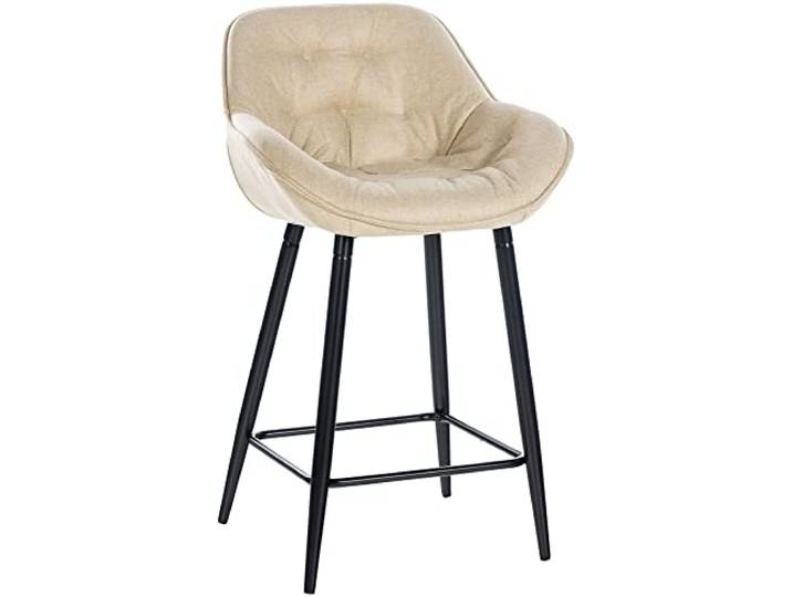 CLP Barhocker Gibson I Gepolsterter Tresenstuhl Mit Fußstütze, Farbe: Creme, Material: Stoff