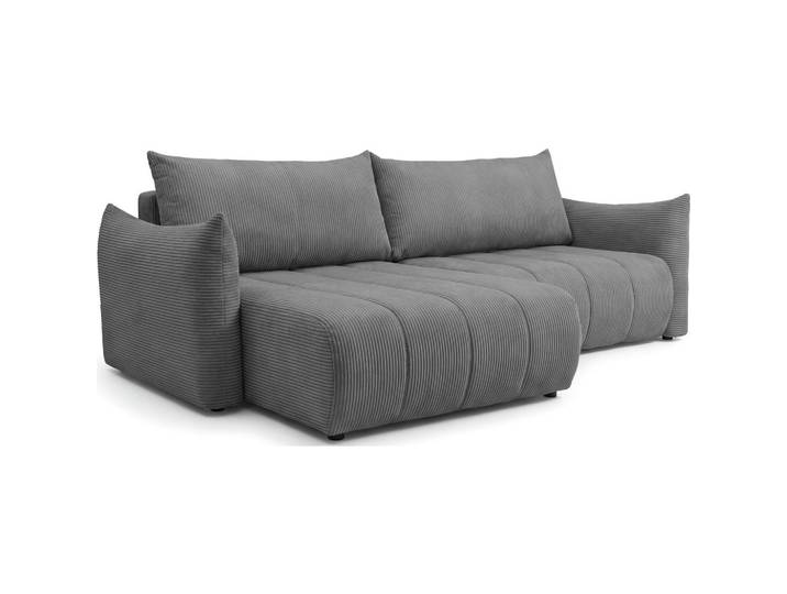 ECKSOFA Liv mit Schlaffunktion & Bettkasten in Cordstoff Grau, Universell 260/154/86 cm