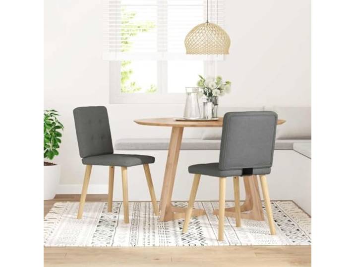 Molumvel Esszimmerstühle 2 STK. Stoff Metall Holz Dunkelgrau Bequeme Sitzfläche, Stabiles Untergestell, Schlichtes Design
