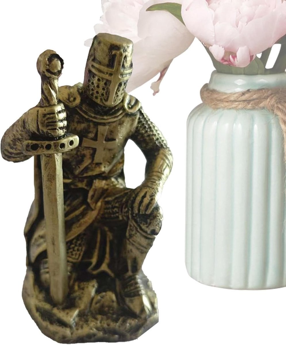 Ridder Figuur Middeleeuws Beeld Zilver Hoogte: 9,1 cm