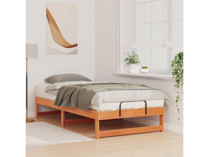 KTHLBRH Bettgestell Kiefer massiv braun 75 x 190 cm Stabile Plattform, modernes Design, Verwendung im Innenbereich, Montage erforderlich