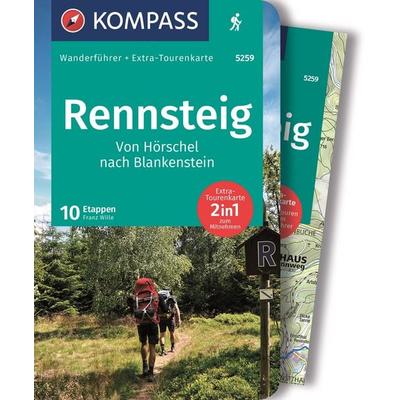 KOMPASS Wanderführer Rennsteig, 10 Etappen, Taschenbuch von Franz Wille, KOMPASS Freytag & Berndt, 978-3-99121-545-5