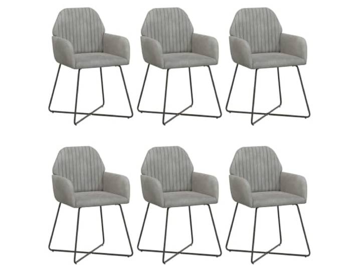 Todiikf 6er Set Esszimmerstühle Hellgrau Samt 55x50x84 cm Polsterstuhl Bequemer Velours-Küchenstuhl mit Armlehnen, stabiles Metallgestell für Esszimmer, Wohnzimmer & Küche, pflegeleicht.