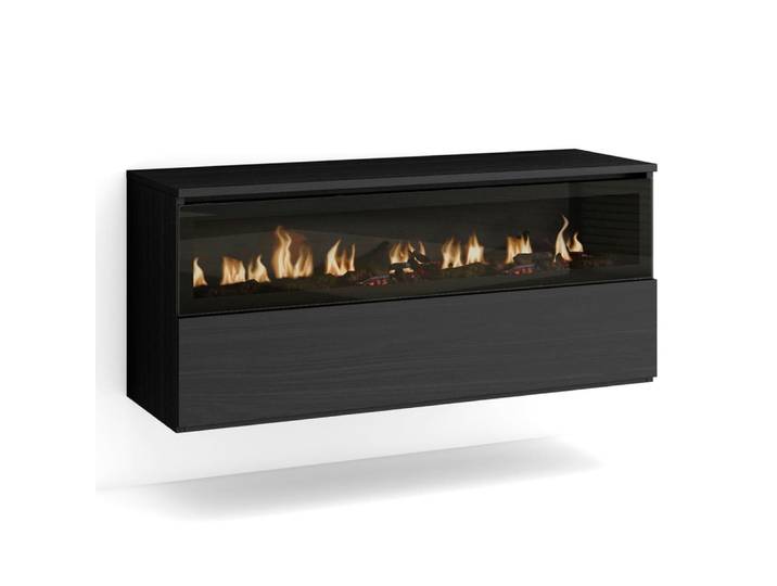 Cheminée électrique led effet bois noir 102x35x45cm cheminée effet feu