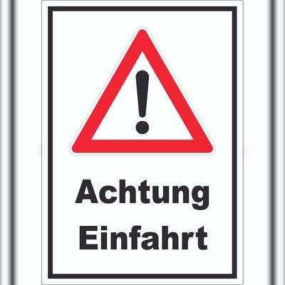 HB-Druck Achtung Einfahrt Symbol Aufkleber A8 (52x74mm)