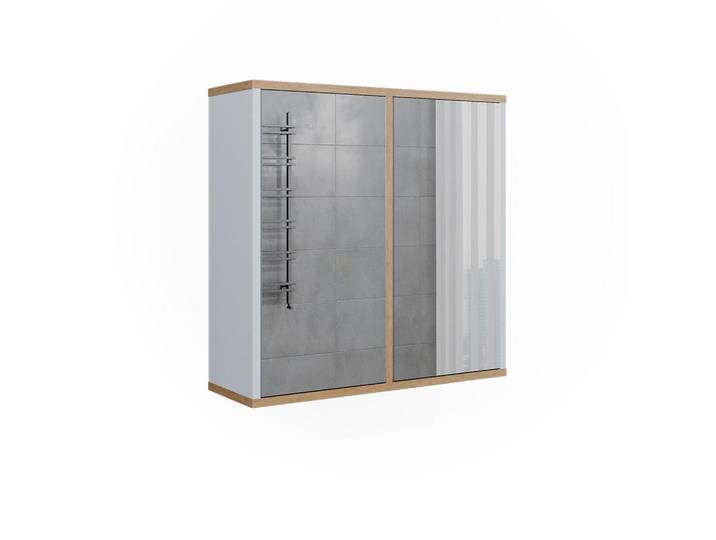 Vicco Badspiegelschrank Didi Weiß/Artisan 60 x 60 cm mit zwei Spiegeltüren, Weiß, Eiche Artisan, 4 Fächer, Rechteckig, 60x60x20 cm, Badezimmer, Badezimmerspiegel, Spiegelschränke