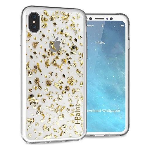 I-Paint Glitter Flakes Case for iPhone XS/X - Gold (Apple iPhone X, Apple iPhone XS) (840702)