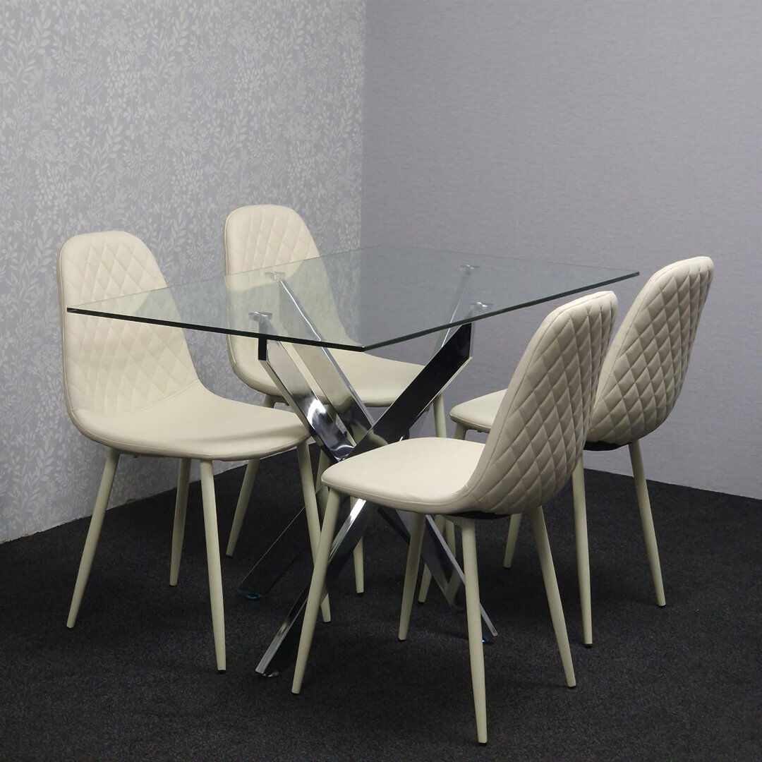 Metro 4 -Person Glass Dining Set Clear 4