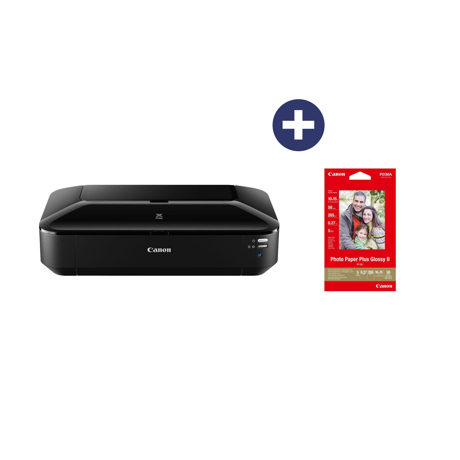 Canon PIXMA iX6850 Tintenstrahldrucker + Canon PP-201 Glossy II Fotopapier Plus glänzend 100x150 mm 265 g/m² - 50 Blatt 8747B006 & 2311B003