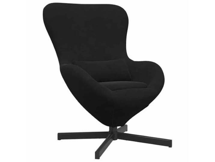 Sessel Ei Schwarz Samt 63 x 73 x 90 cm drehbar Luxus Samt, 360 Grad Rotation Stabile Stahlfüße für Wohnzimmer Schlafzimmer