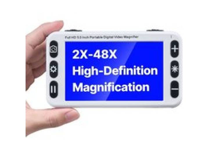 VEVOR Loupe Numérique Portable, Loupe Électronique HD 5 pouces, Aide à la Lecture de Basse Vision, Zoom 2x-48x, avec Objectif Proche et Lointain 13 Mpx, 26 Couleurs, Sortie AV et HDMI, Poignée Pliable