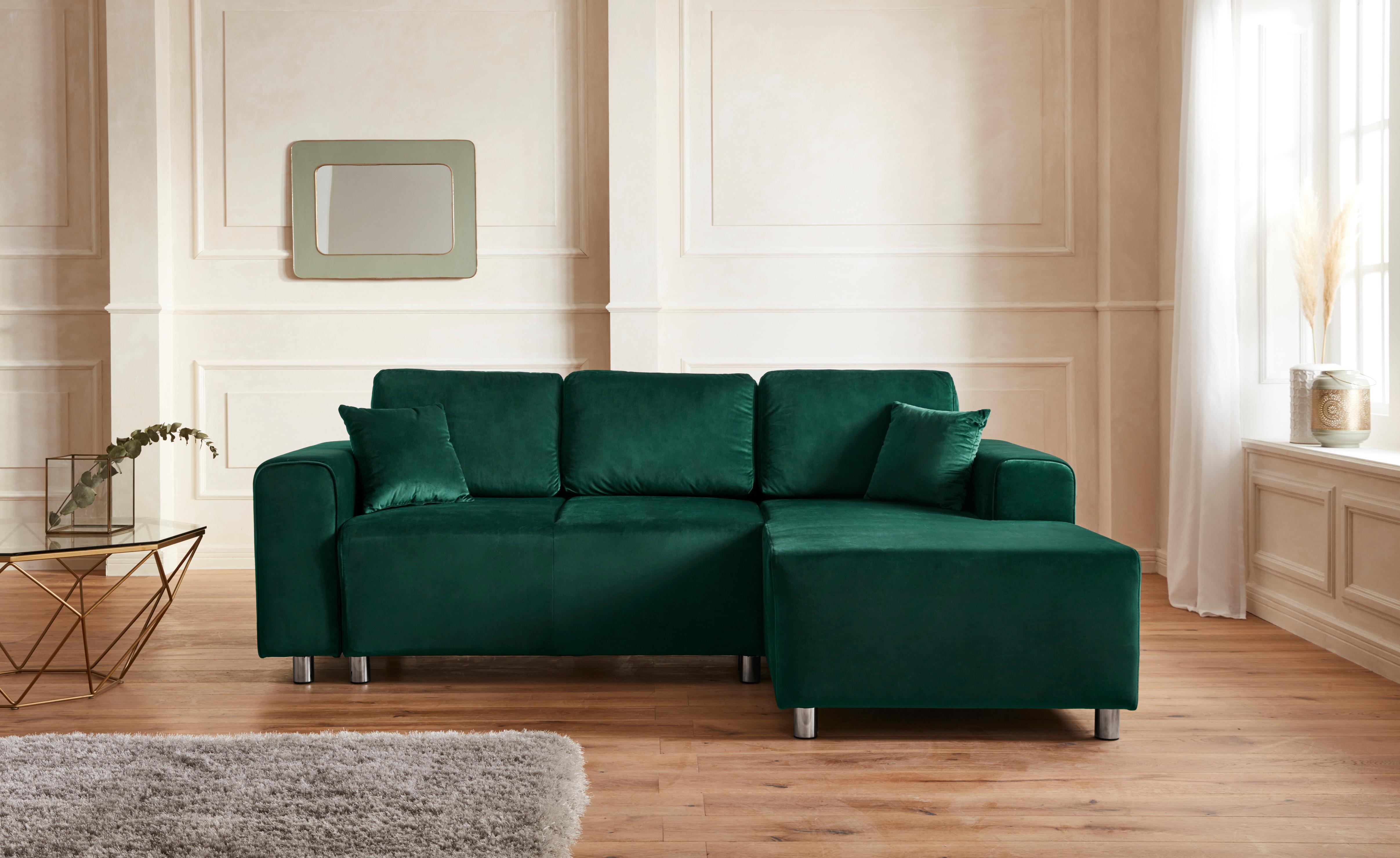 Ecksofa HOME AFFAIRE "Györ", grün (dunkelgrün), B:235cm H:88cm T:160cm, Microfaser (100% Polyester);Luxus-Microfaser Lederoptik (100% Polyester);Struktur (100% Polyester);Samtoptik (100% Polyester);Struktur weich (100% Polyester), Sofas, Ecksofa, L-Form, 