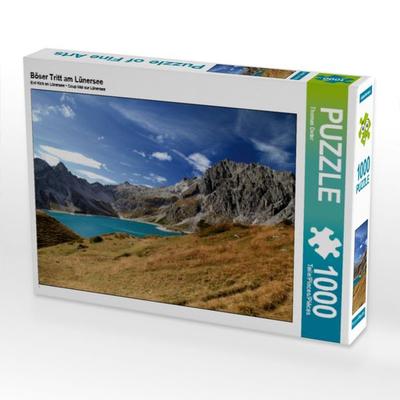 CALVENDO Puzzle Böser Tritt am Lünersee | 1000 Teile Lege-Größe 64x48cm Foto-Puzzle für glückliche Stunden