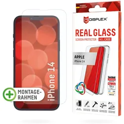 DISPLEX Panzerglas + Schutzhülle für Apple iPhone 14, Eco-Montagerahmen, kratzer-resistent