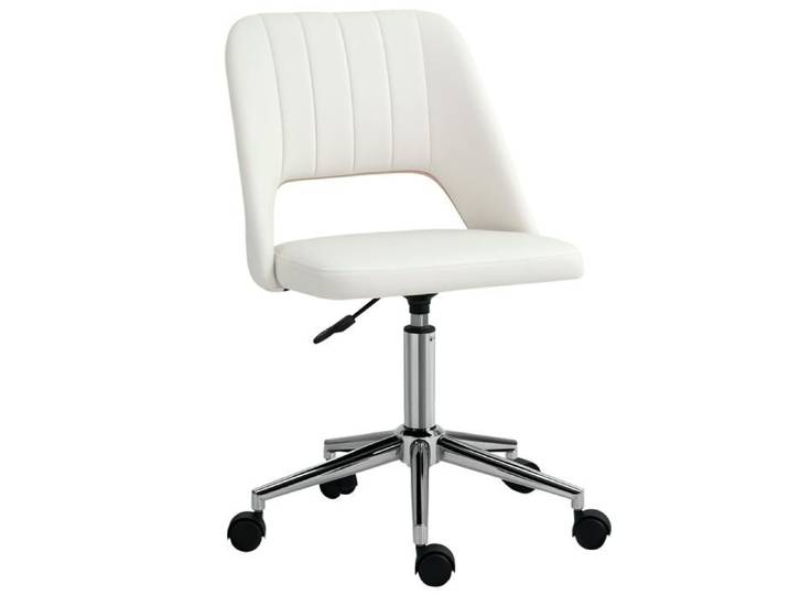 Chaise de bureau coquillage tissu effet velours crème - 921-481V80CW