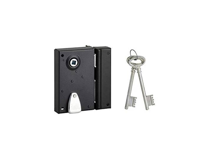 THIRARD Serrure Verticale en Applique 4 Gorges à Fouillot\, Droite\, Noir Axe 40 mm\, Pour Porte d'Entrée\, 70x110 mm\, 2 Clés\, Carré 7 mm\, Entraxe 70 mm\, 1 Point de Fermeture\, Acier\, Finition Granit