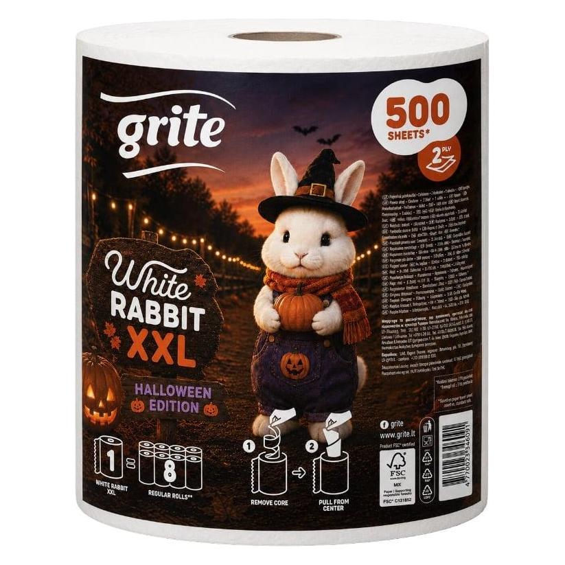 Grit Papiertücher GRITE White Rabbit XXL, 2-lagig, 1 Rolle, 500 Blatt (1x) (55787682)