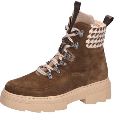 Stiefelette WALDLÄUFER "H-Saiga", Damen, Gr. 7 (40,5), dunkelbraun, Nappaleder, Textil, Veloursleder, Schuhe Stiefelette, Schnürboots, Schnürstiefelette in Komfortweite H