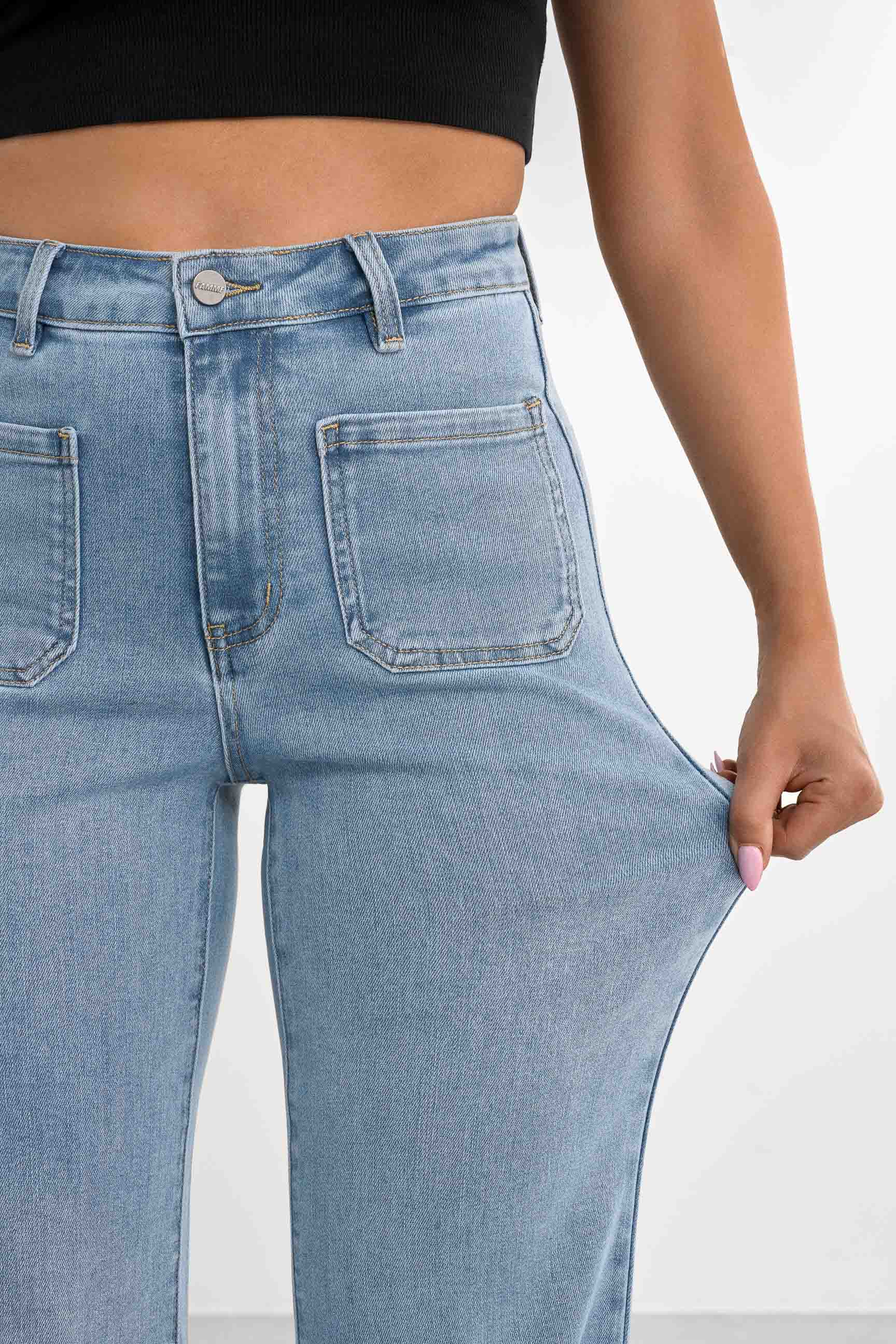 Famme Retro Flared Jeans Blue L