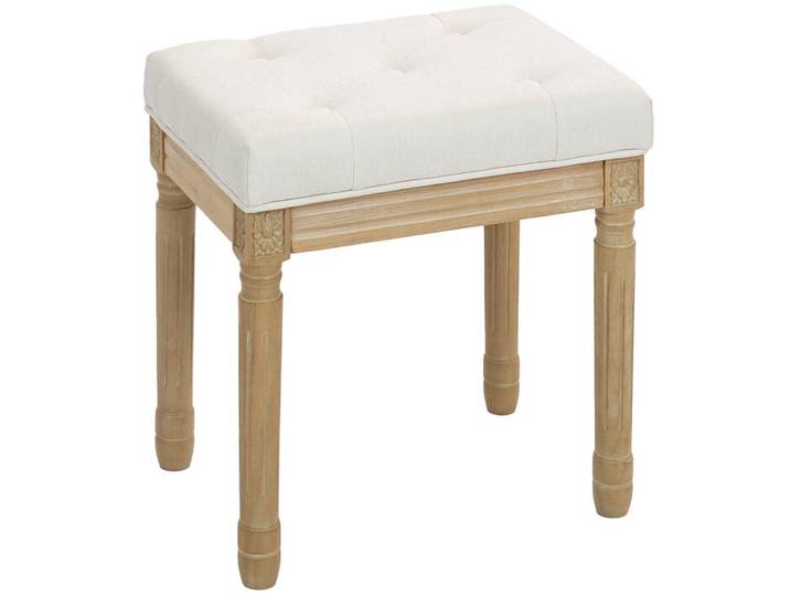 Homcom Sitzhocker Polyester Gummiholz Beige, 32x46.5x42 cm, Wohnzimmer, Sessel, Hocker & Hockerbänke, Sitzhocker