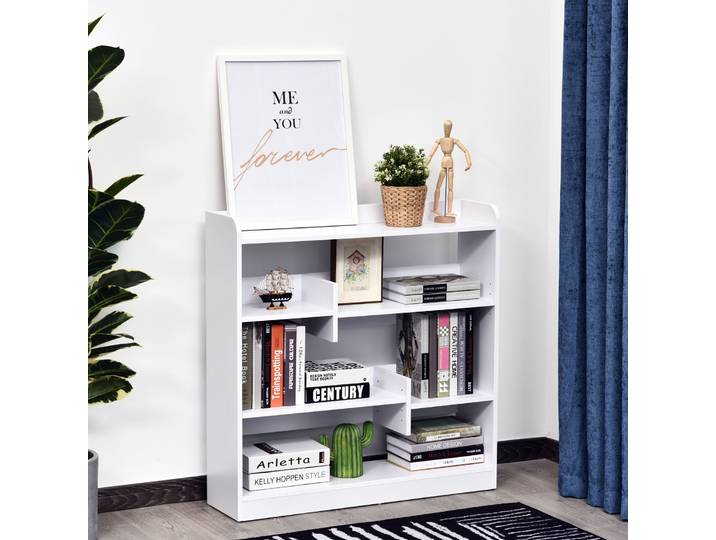 HOMCOM Bibliothèque 4 Niveaux 90x24x91cm Blanc