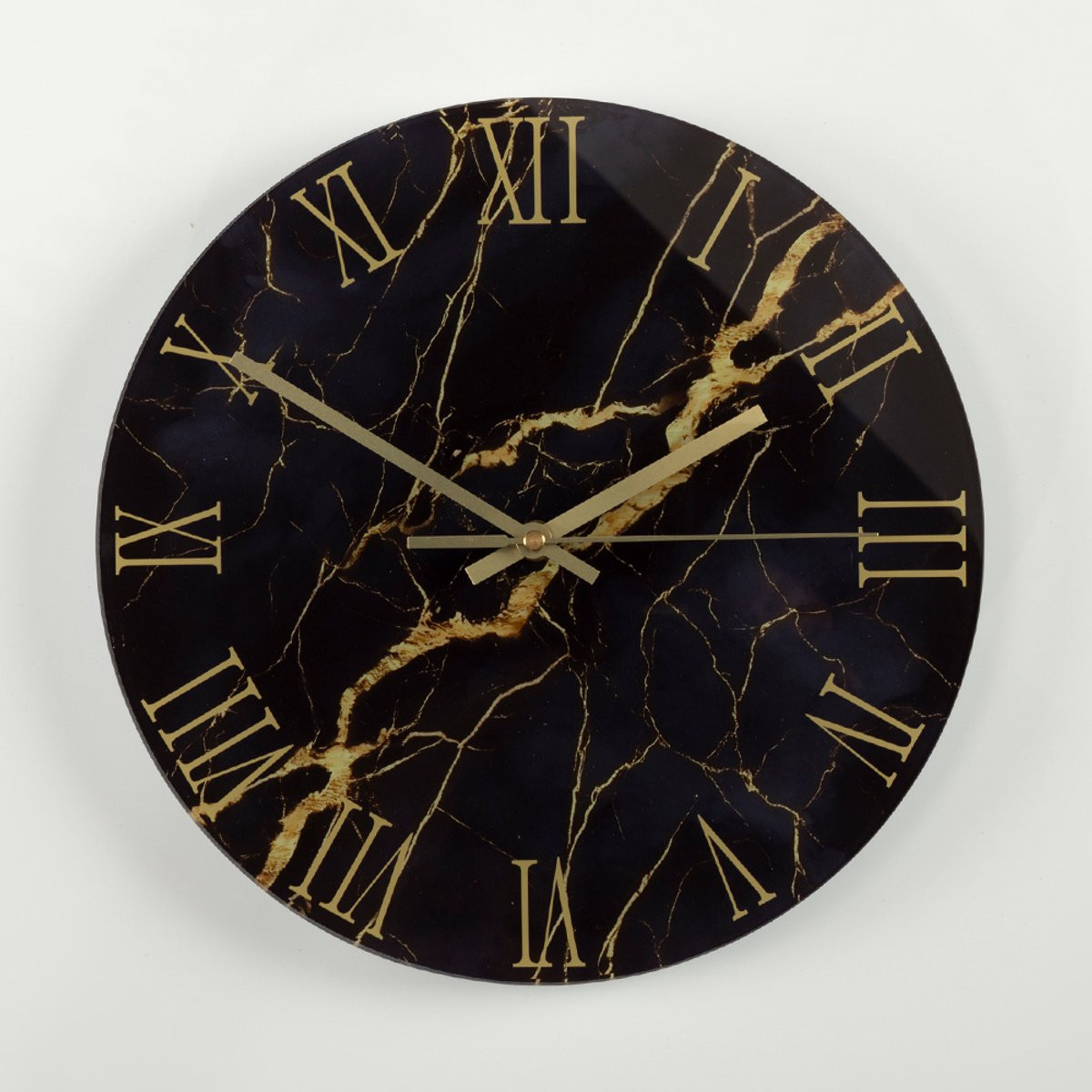 Cave & Garden Wandklok Zwart Marmer Modern Analoog - Diameter: 30 cm