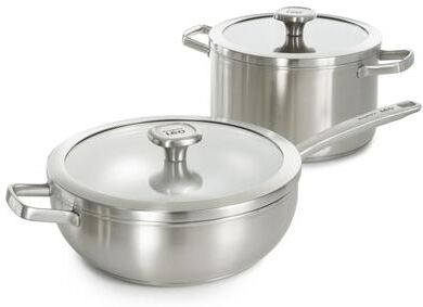 BergHOFF Graphite 4Pc Cookware Set, Glass Lids, Recycled 18/10 Stainless Steel