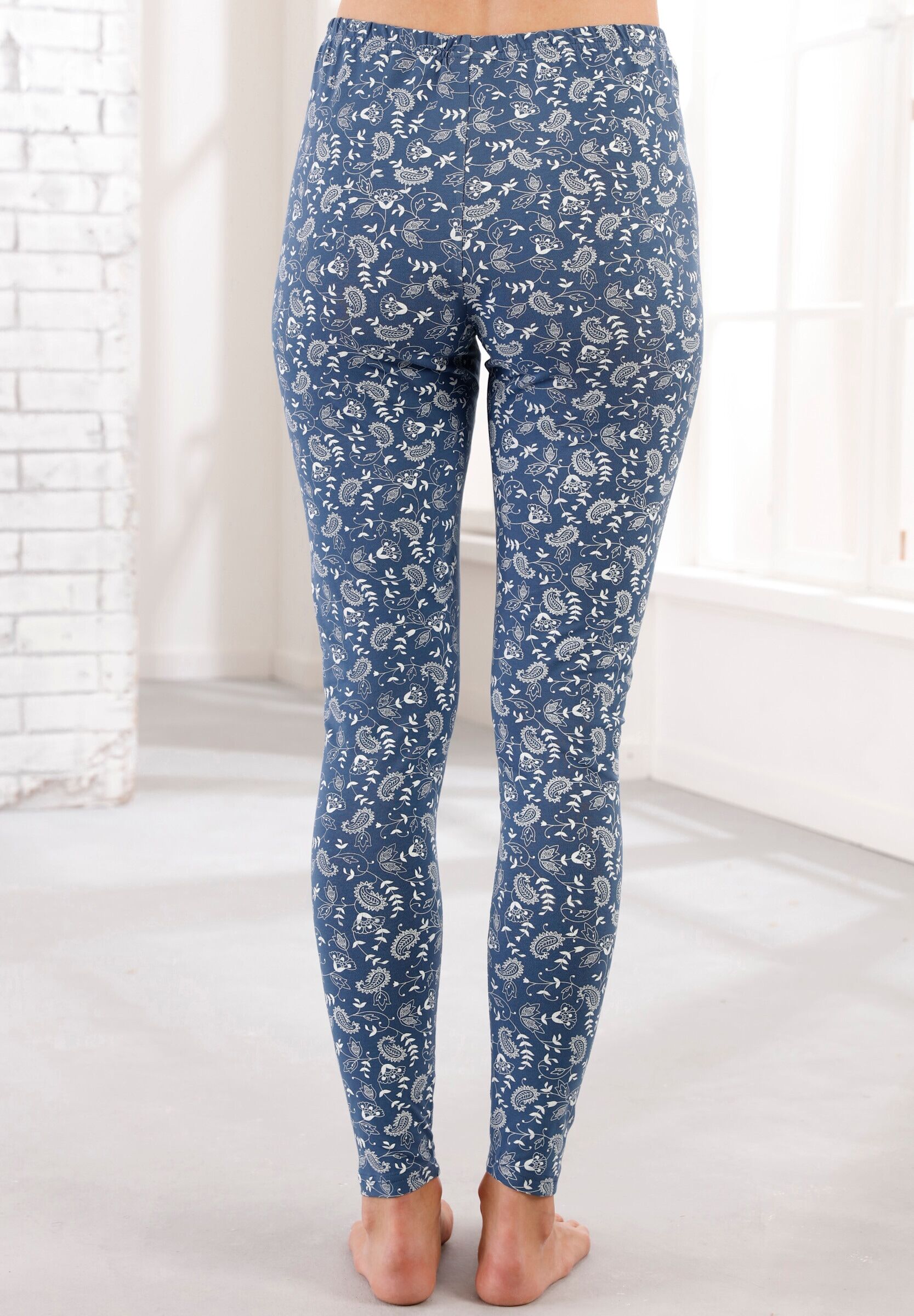 Sieh An! Leggings SIEH AN "Leggings Leggings in Stretch-Qualität 2 Stück", Damen, Gr. 48, N-Gr, marine, marine, bedruckt, schmal, Hosen Leggings