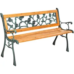 tectake Gartenbank, MARINA, stabile robuste Konstruktion, wetterfest, lackiertes Naturholz, 124x52x74 cm, braun
