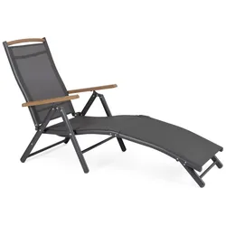 2er-Set Gartensessel Steamer Niagara Verstellbar - Aluminium & Textilene, Dunkelgrau