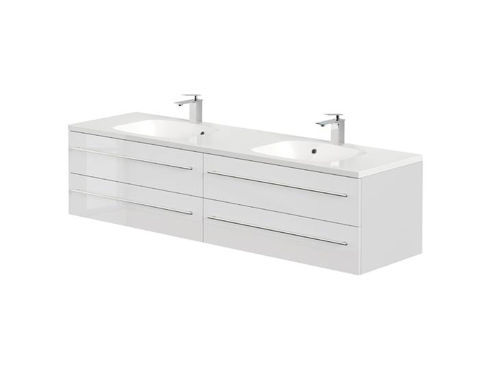 home24 Dubbele wastafel Geant 180cm wit/hoogglans wit