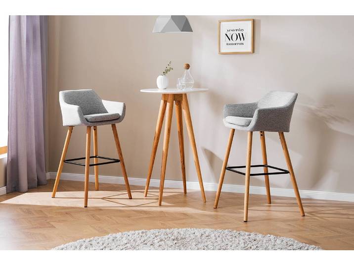 Barstuhl 55 x 101 x 54cm 2er Set Webstoff Stefka: Hellgrau