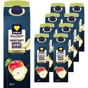 Edeka Saft Herzstücke Apfel-Birne Direktsaft ohne Zuckerzusatz, 100% Fruchtgehalt, Tetrapack, je 1 Liter, 8 Stück