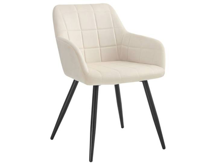 WOLTU Chaise de salle à manger siège bien rembourré en velours Chaise de cuisine pieds en métal Crème Blanc