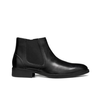Chelseaboots GEOX "U THORIAN", Herren, Gr. 41, schwarz, Nappaleder, festlich, Schuhe Chelseaboots, feine Stiefelette mit Stretcheinsatz