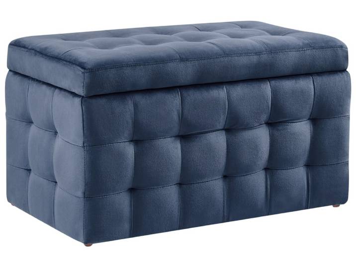 Pouf de rangement velours bleu foncé