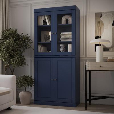 "Palace Imports Solid Wood Raised Panel & Glass 6-Shelf Bookcase, 32""W"
