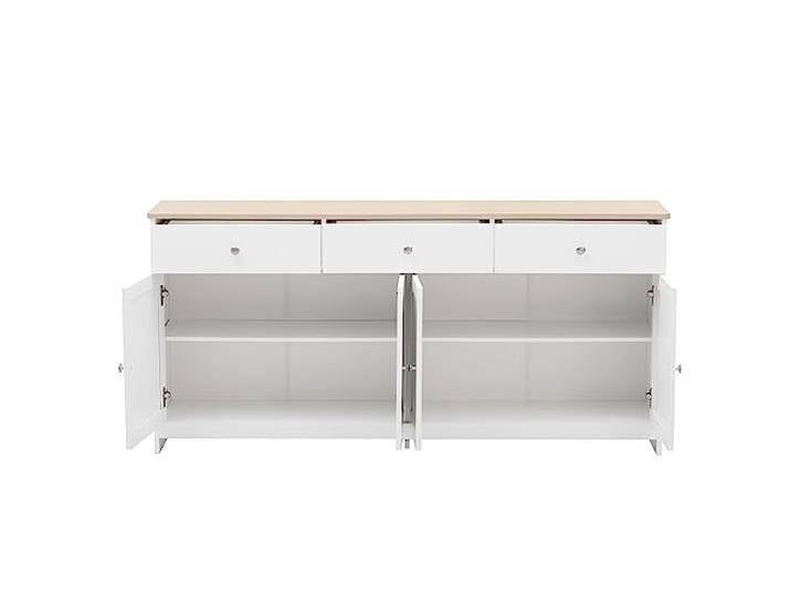 FurnitureR Weiße Anrichte, Moderne Aufbewahrungslösung, Viel Stauraum, Stilvolles Design, Robust und Funktional, Perfekt für Küche und Wohnzimmer