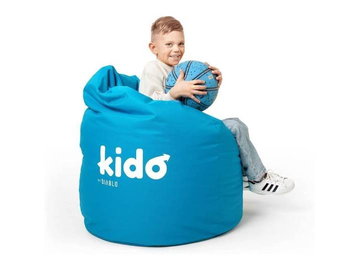 Diablo Pouf Poire Beanbag pour Enfants Pouf avec Kremplina Fauteuil de Jeu avec des Perles Polyester 110 x 80 x 80 cm (Bleu)