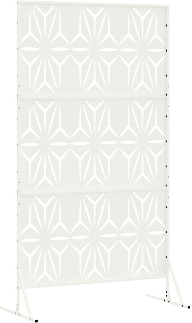Brayden Studio Metal Fence Panel Metal Large Patterned White 100cm W X 180cm H X 50cm D
