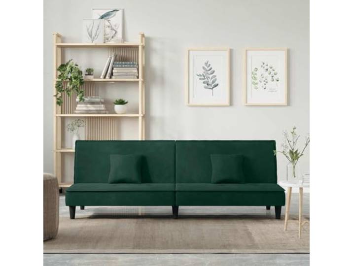 HEFZGDB Schlafsofa Dunkelgrün Samt mit Verstellbarer Rückenlehne und Robuster Rahmen für Gästeübernachtung und Täglichen Sitzkomfort, Bequeme Polsterung und Praktische Kissen