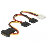 SATA 15 Pin Stecker > 3 x SATA Buchse + 1 x 4 Pin Buchse 20 cm (PCB), Kabel