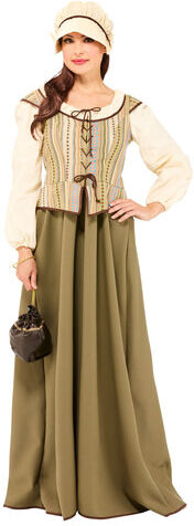 Kostüm "Mittelalter" für Damen, oliv-color/natur
