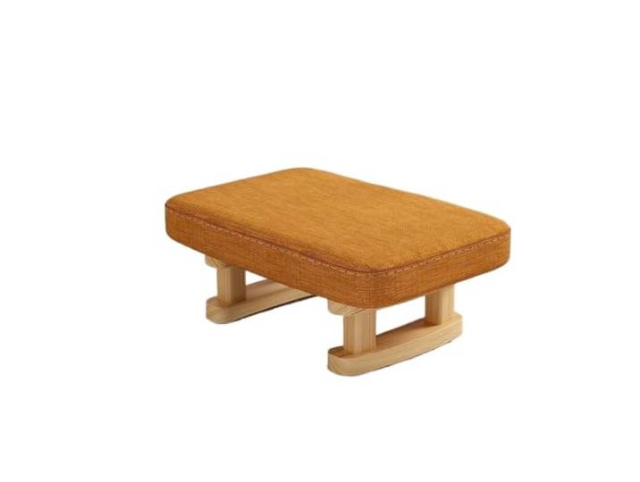 Sitzhocker gepolstert Kleiner Hocker, niedriger Haushaltshocker Couchtisch aus massivem Holz, Wohnzimmer, kleiner Sitzhocker, Schuhwechselhocker(Orange-A)