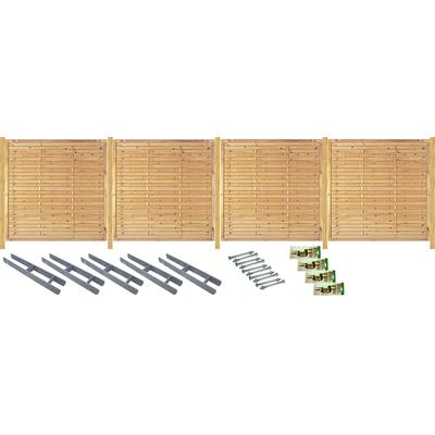 Sichtschutzelement TETZNER & JENTZSCH "Las Vegas 2", beige (natur), H:180cm, Massivholz, Stahl, Zaunelemente, kesseldruckimprägniert