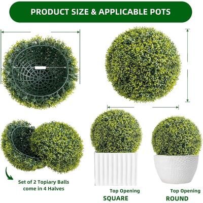 YUN "11.8"" Artificial Topiary Balls, Faux Greenery for Indoor Outdoor Decor"
