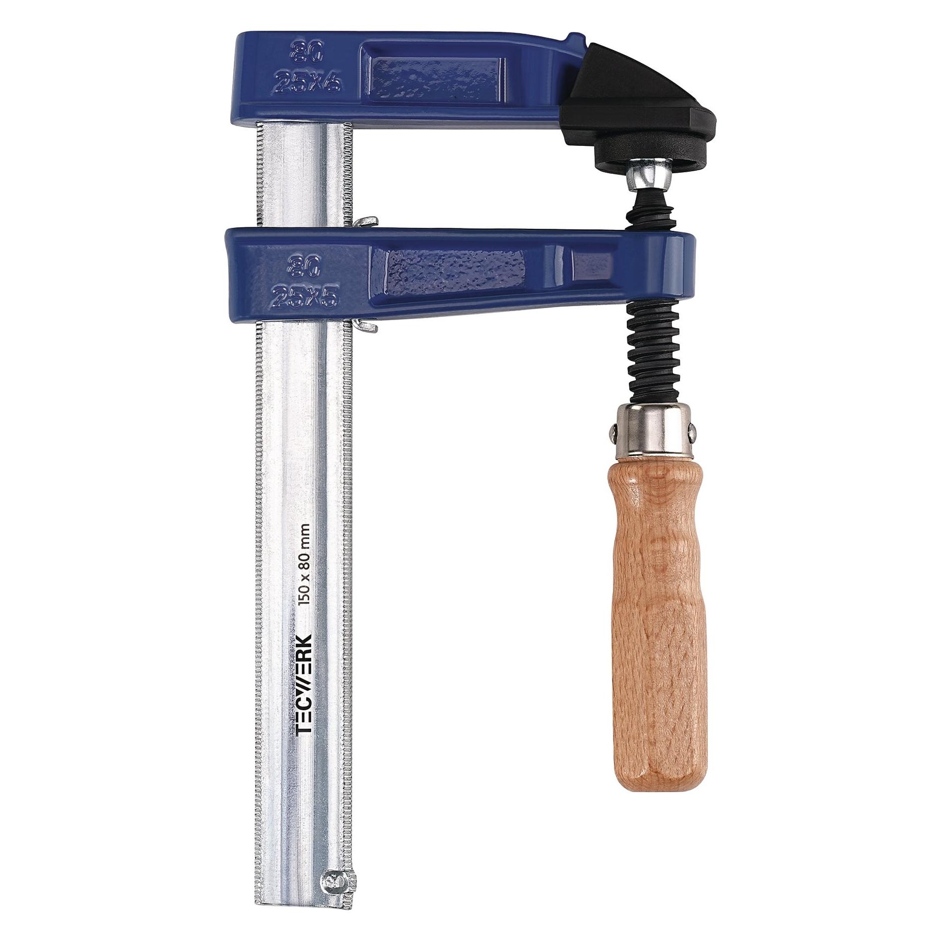 Tecwerk Temperguss-Schraubzwinge Spannweite 150 mm Ausladung 80 mm Holzgriff 25 x 6 mm (150 mm) (2000831332)