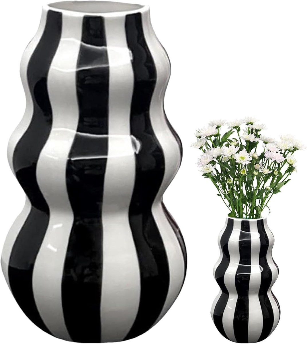 Keramieken Vaas met Gestreepte Decoratie voor Binnenhuis